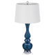 Table Lamp Set of 2 | Off-White Shade | Blue Candlestick Glass Body 32"