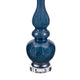 Table Lamp Set of 2 | Off-White Shade | Blue Candlestick Glass Body 32"