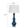 Table Lamp Set of 2 | Off-White Shade | Blue Candlestick Glass Body 32"