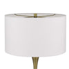 Table Lamp | White Linen Shade | Hammered Antique Brass Hourglass Shape