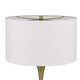 Table Lamp | White Linen Shade | Hammered Antique Brass Hourglass Shape