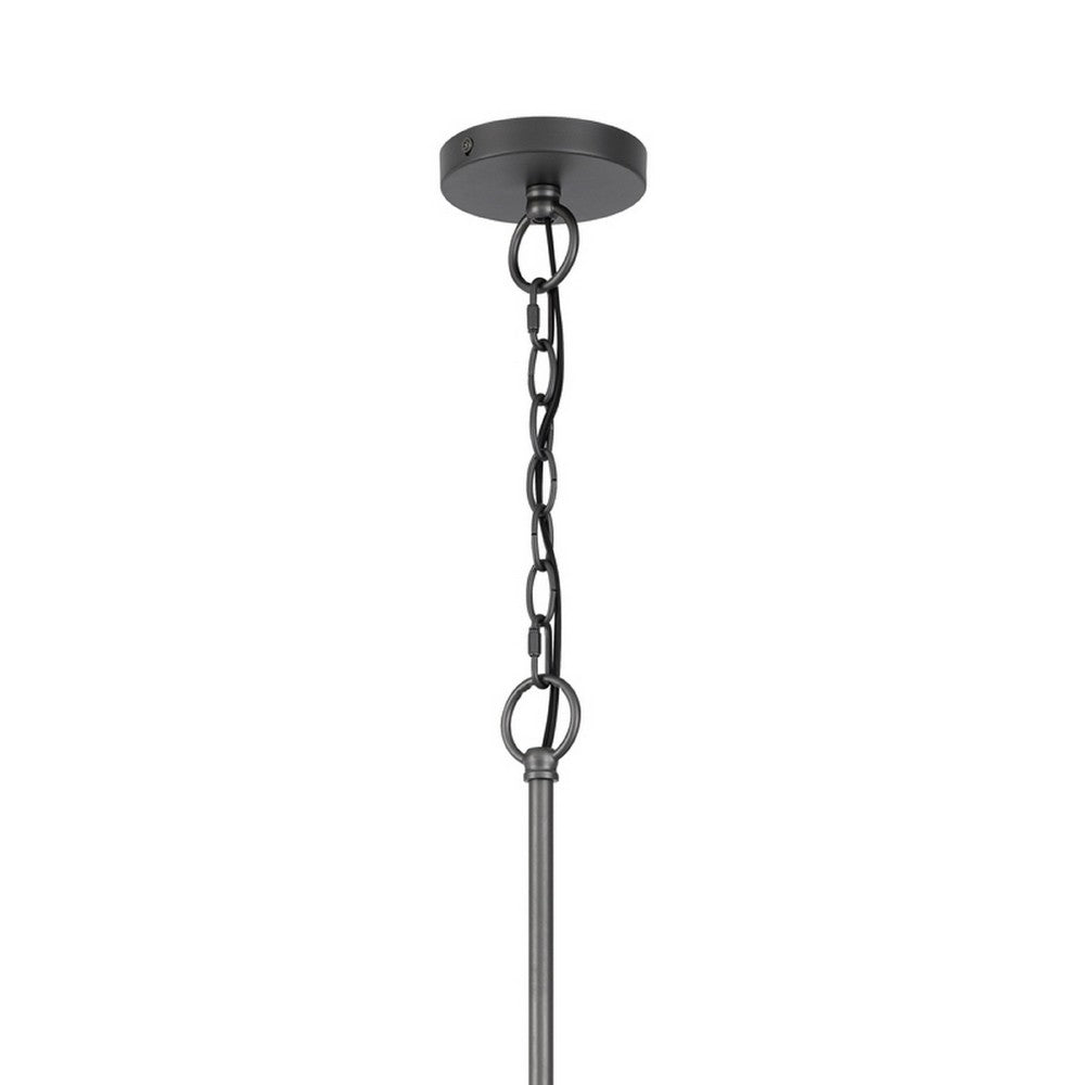 4 Light Candelabra Chandelier | Wood Base | Bronze & Gray Metal 24"