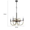 4 Light Candelabra Chandelier | Wood Base | Bronze & Gray Metal 24"