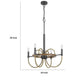 4 Light Candelabra Chandelier | Wood Base | Bronze & Gray Metal 24"