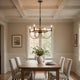 4 Light Candelabra Chandelier | Wood Base | Bronze & Gray Metal 24"