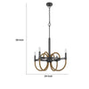 4 Light Candelabra Chandelier | Burlap Accents | Charcoal Gray Metal 24"