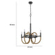 4 Light Candelabra Chandelier | Burlap Accents | Charcoal Gray Metal 24"