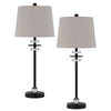 Tika Table Lamp Set of 2 | Crystal Rings & Black Metal Ball | Fabric Shade