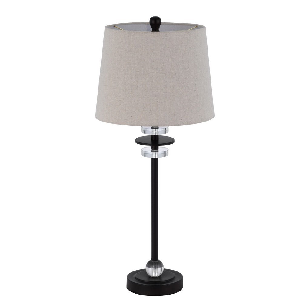 Tika Table Lamp Set of 2 | Crystal Rings & Black Metal Ball | Fabric Shade
