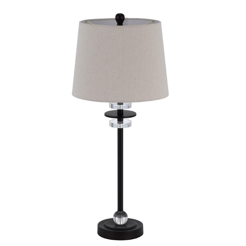 Tika Table Lamp Set of 2 | Crystal Rings & Black Metal Ball | Fabric Shade