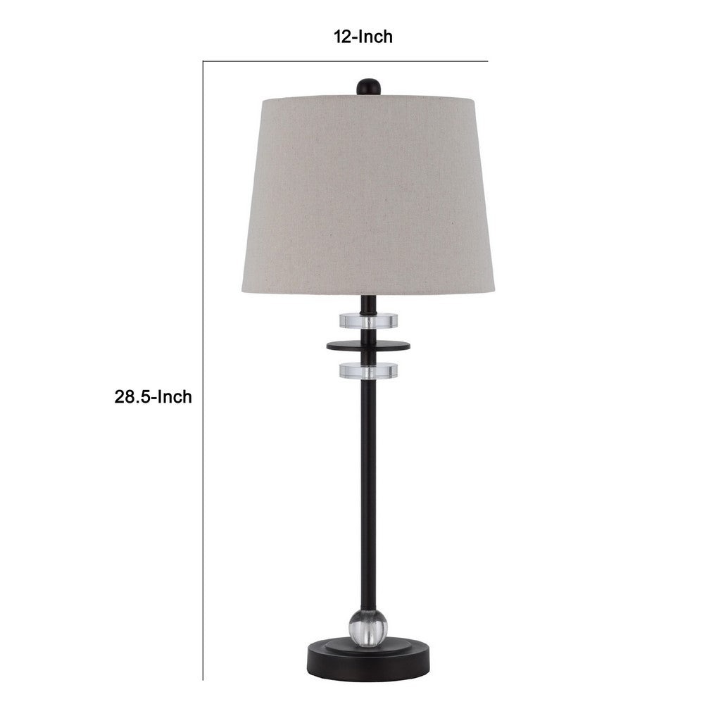 Tika Table Lamp Set of 2 | Crystal Rings & Black Metal Ball | Fabric Shade