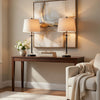 Tika Table Lamp Set of 2 | Crystal Rings & Black Metal Ball | Fabric Shade