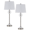 Tika Table Lamp Set of 2 | Crystal Rings & Brushed Steel | Fabric Shade