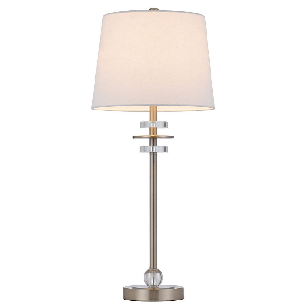 Tika Table Lamp Set of 2 | Crystal Rings & Brushed Steel | Fabric Shade