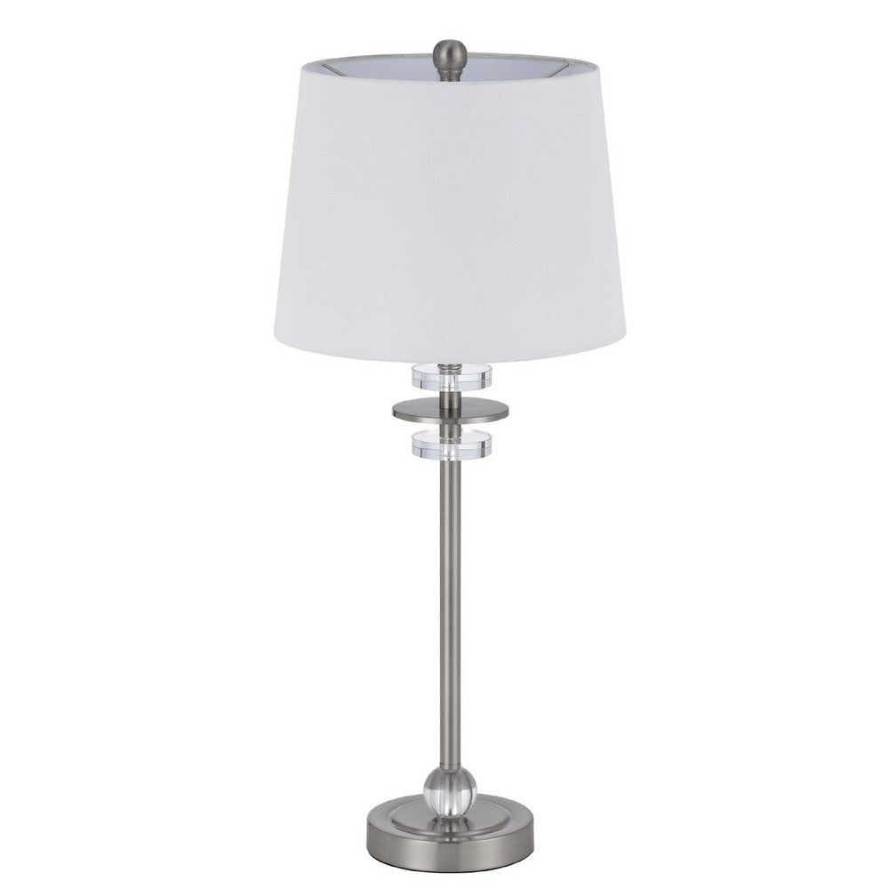 Tika Table Lamp Set of 2 | Crystal Rings & Brushed Steel | Fabric Shade