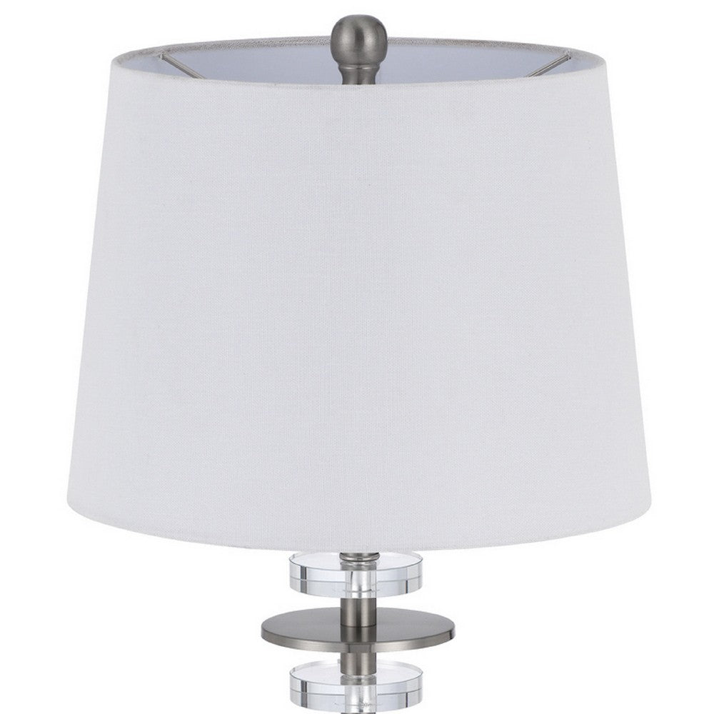 Tika Table Lamp Set of 2 | Crystal Rings & Brushed Steel | Fabric Shade
