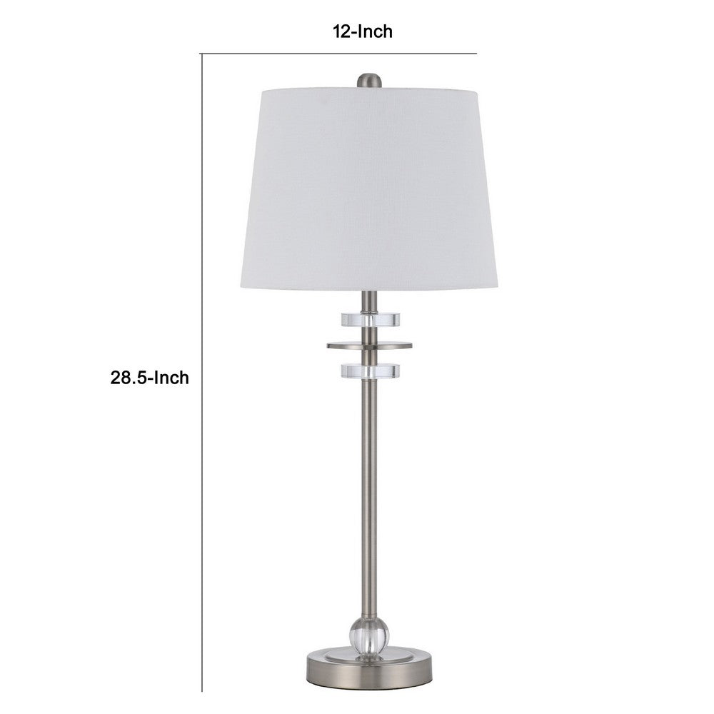Tika Table Lamp Set of 2 | Crystal Rings & Brushed Steel | Fabric Shade