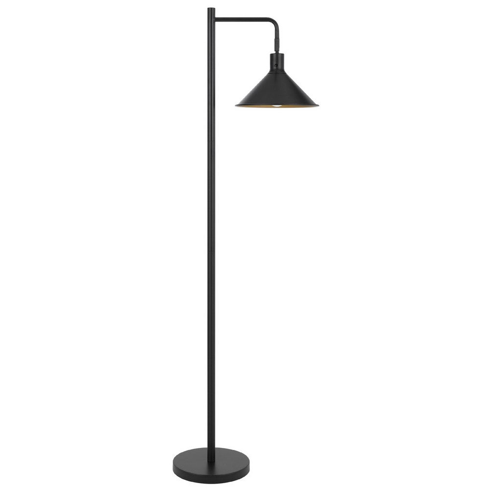 Floor Lamp | Adjustable Head with Hanging Cone Shade | Retro Black Metal