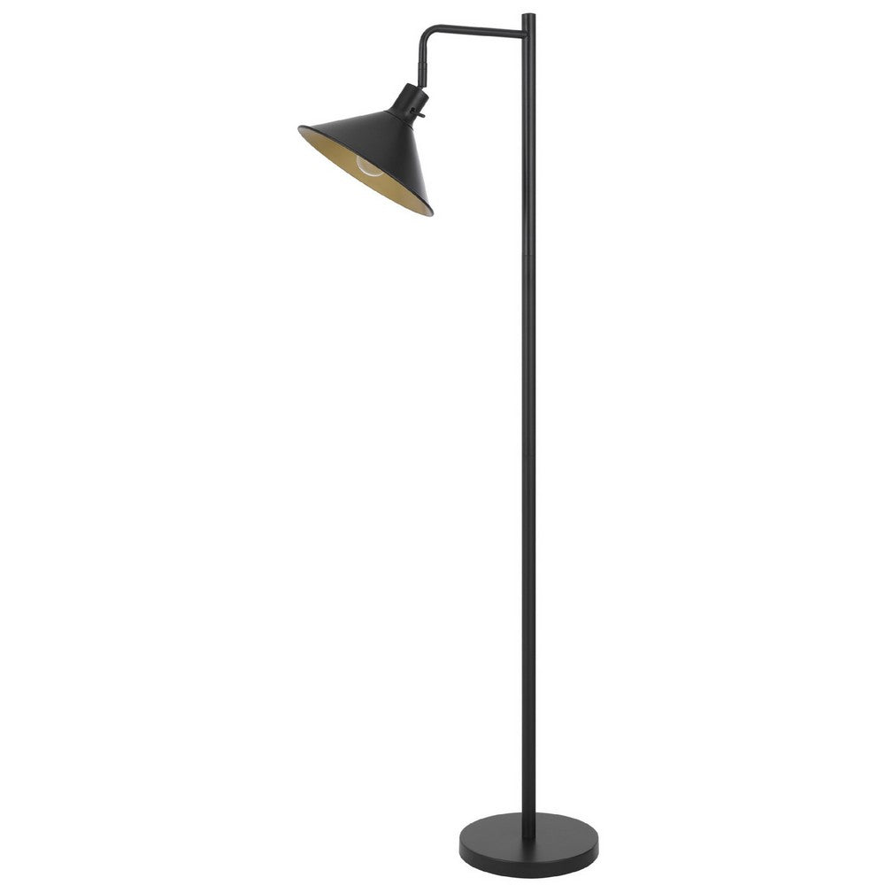 Floor Lamp | Adjustable Head with Hanging Cone Shade | Retro Black Metal