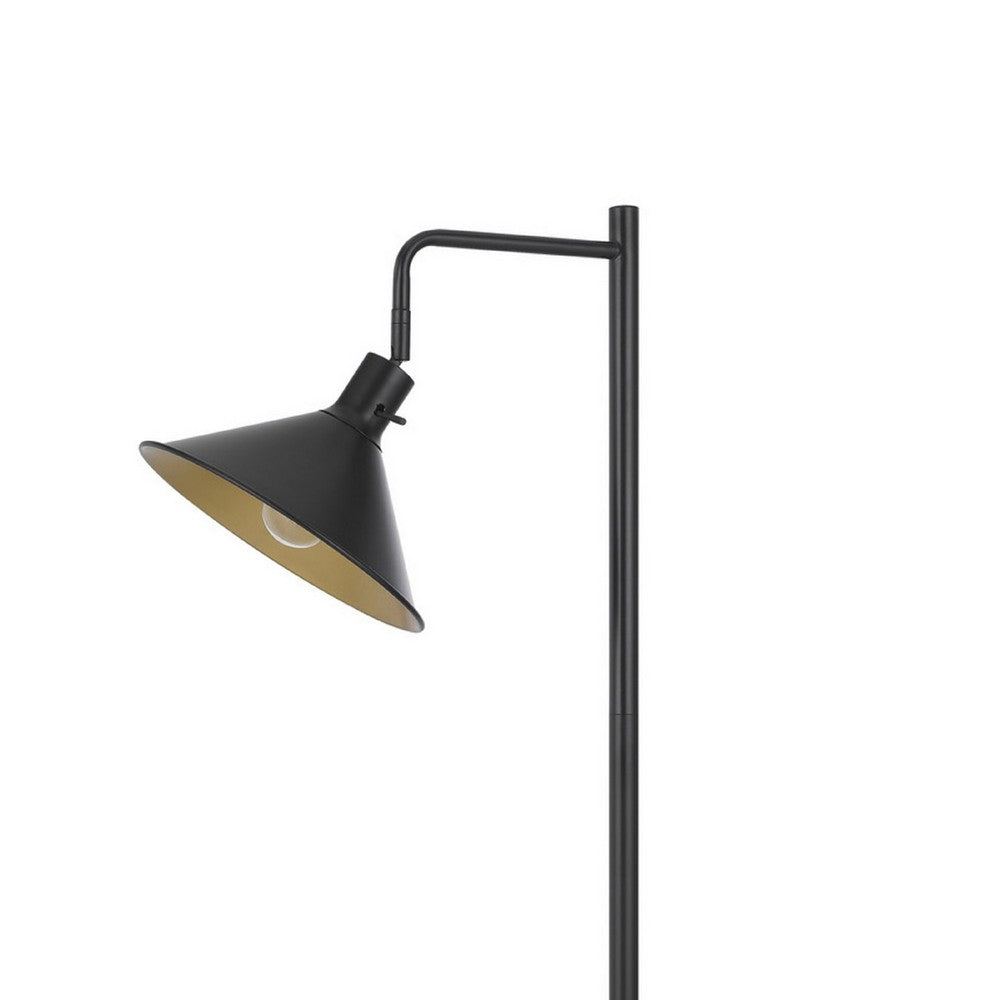 Floor Lamp | Adjustable Head with Hanging Cone Shade | Retro Black Metal
