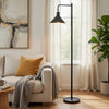 Floor Lamp | Adjustable Head with Hanging Cone Shade | Retro Black Metal