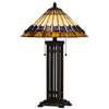 Eli Table Lamp | Tiffany Stained Glass Shade | Hand Painted Design | Bronze