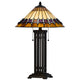 Eli Table Lamp | Tiffany Stained Glass Shade | Hand Painted Design | Bronze