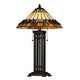 Eli Table Lamp | Tiffany Stained Glass Shade | Hand Painted Design | Bronze
