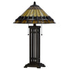 Eli Table Lamp | Tiffany Stained Glass Shade | Hand Painted Design | Bronze