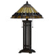 Eli Table Lamp | Tiffany Stained Glass Shade | Hand Painted Design | Bronze