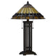 Eli Table Lamp | Tiffany Stained Glass Shade | Hand Painted Design | Bronze