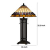 Eli Table Lamp | Tiffany Stained Glass Shade | Hand Painted Design | Bronze