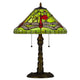 Eli Table Lamp with Tiffany Glass Shade Painted Green Dragonfly | Brass