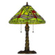 Eli Table Lamp with Tiffany Glass Shade Painted Green Dragonfly | Brass