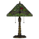 Eli Table Lamp with Tiffany Glass Shade Painted Green Dragonfly | Brass