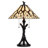 Eli Tiffany Glass Table Lamp | Hand Painted Leaf & Wine Shade | Bronze