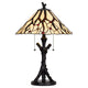 Eli Tiffany Glass Table Lamp | Hand Painted Leaf & Wine Shade | Bronze