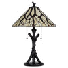 Eli Tiffany Glass Table Lamp | Hand Painted Leaf & Wine Shade | Bronze