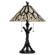 Eli Tiffany Glass Table Lamp | Hand Painted Leaf & Wine Shade | Bronze