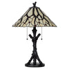 Eli Tiffany Glass Table Lamp | Hand Painted Leaf & Wine Shade | Bronze
