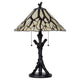 Eli Tiffany Glass Table Lamp | Hand Painted Leaf & Wine Shade | Bronze