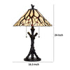 Eli Tiffany Glass Table Lamp | Hand Painted Leaf & Wine Shade | Bronze