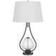 Table Lamp with Nightlight | Teardrop Diamond Design Glass Body | Gray Metal
