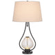 Table Lamp with Nightlight | Teardrop Diamond Design Glass Body | Gray Metal