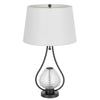 Table Lamp with Nightlight | Teardrop Diamond Design Glass Body | Gray Metal