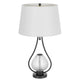 Table Lamp with Nightlight | Teardrop Diamond Design Glass Body | Gray Metal