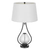 Table Lamp with Nightlight | Teardrop Diamond Design Glass Body | Gray Metal