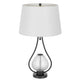 Table Lamp with Nightlight | Teardrop Diamond Design Glass Body | Gray Metal
