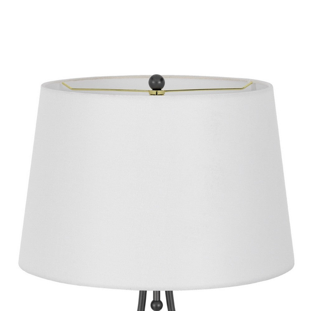 Table Lamp with Nightlight | Teardrop Diamond Design Glass Body | Gray Metal