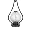 Table Lamp with Nightlight | Teardrop Diamond Design Glass Body | Gray Metal